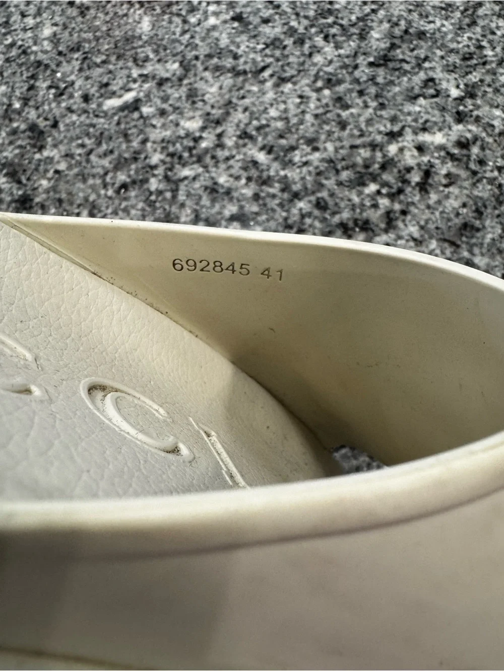 Gucci Cream Rubber Interlocking GG Slide Sandals - Size 41